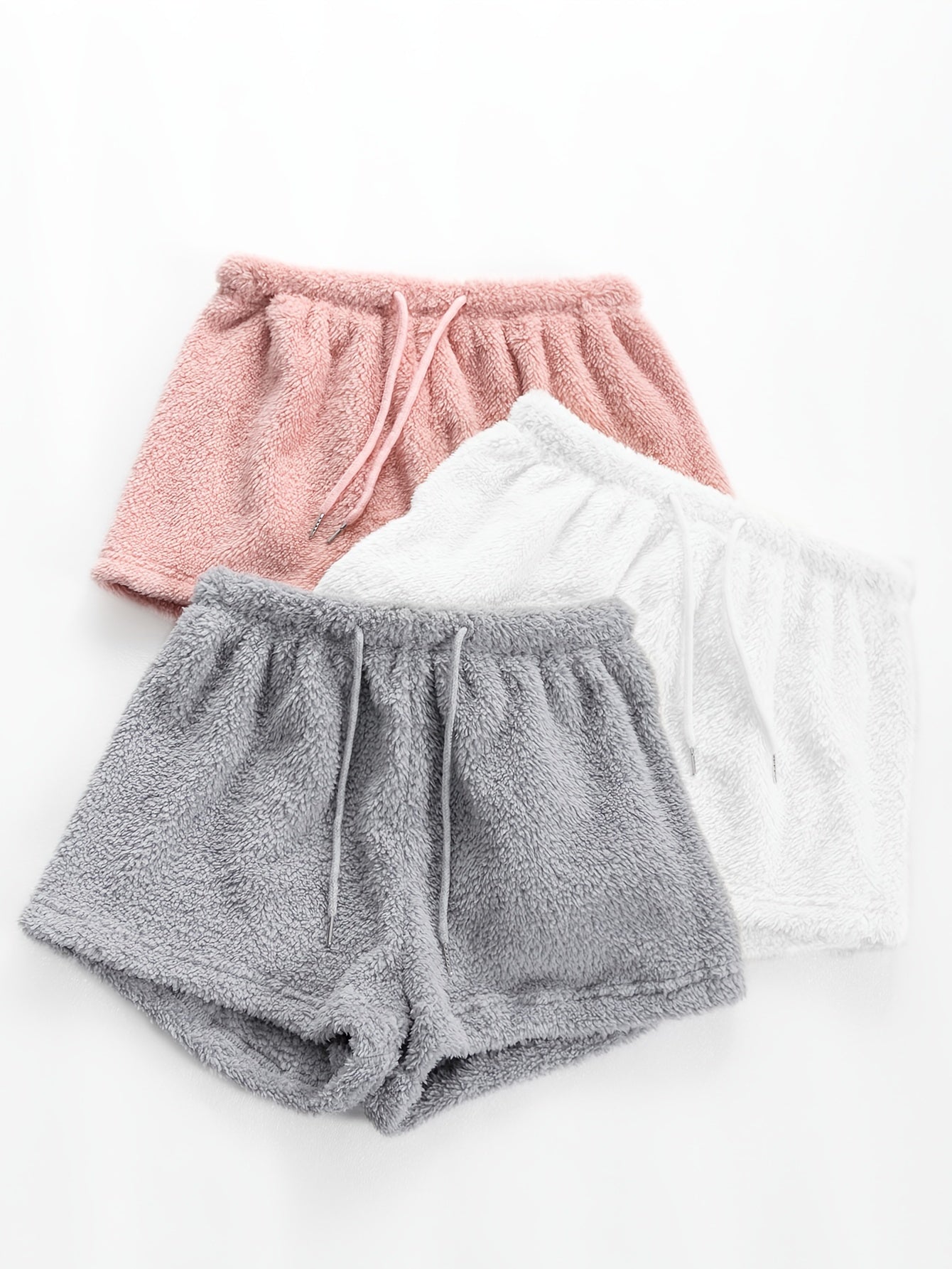 Cozy Fuzzy Drawstring Sleep Shorts for Women