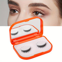 2 Pairs Self Adhesive Natural Volume Faux Mink Lashes with Box and Mirror