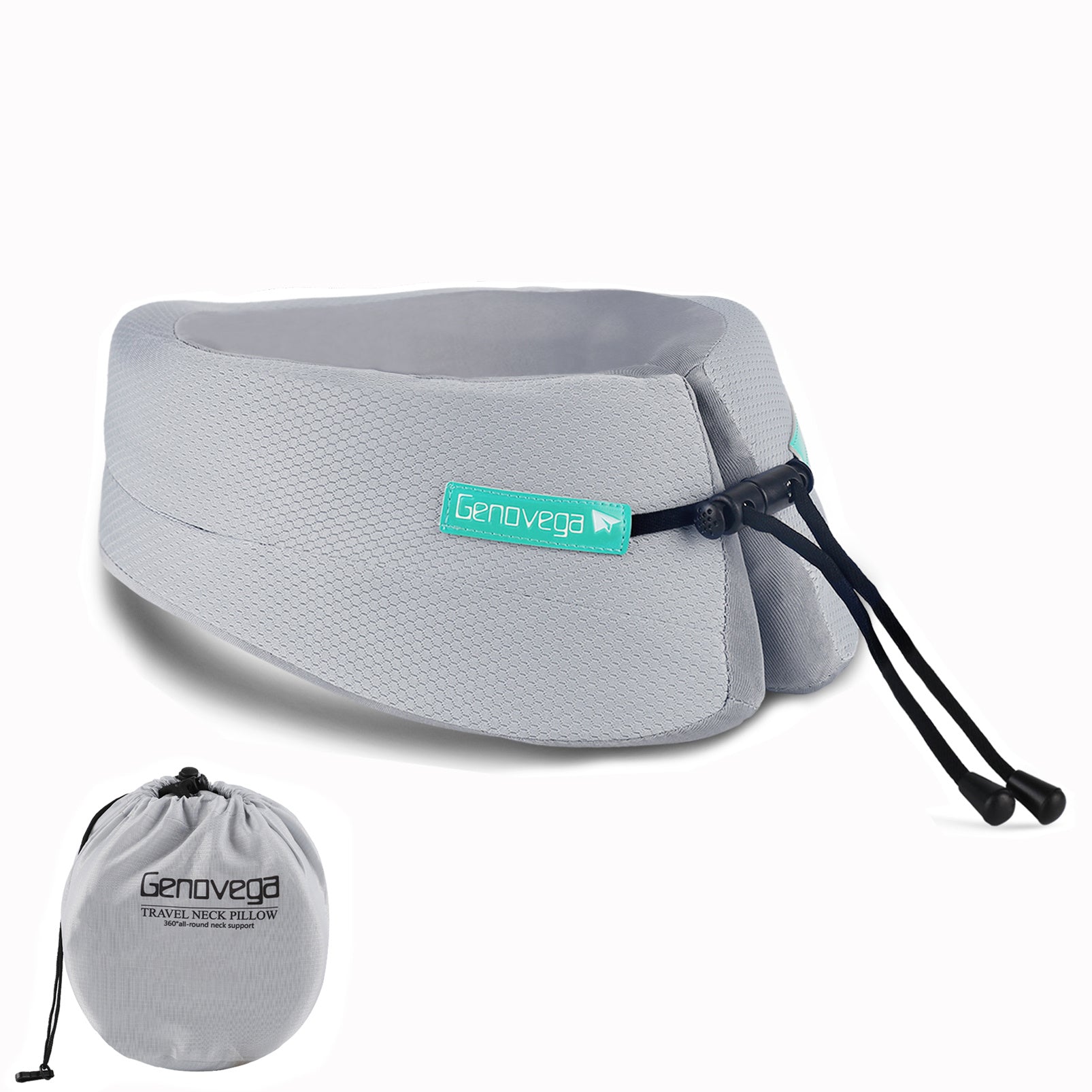 Adjustable Memory Foam Neck Pillow for Travel with Washable Cover