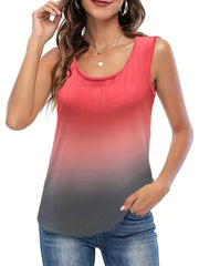 Rainbow Ombre Round Neck Tank Top Women's Clothing
