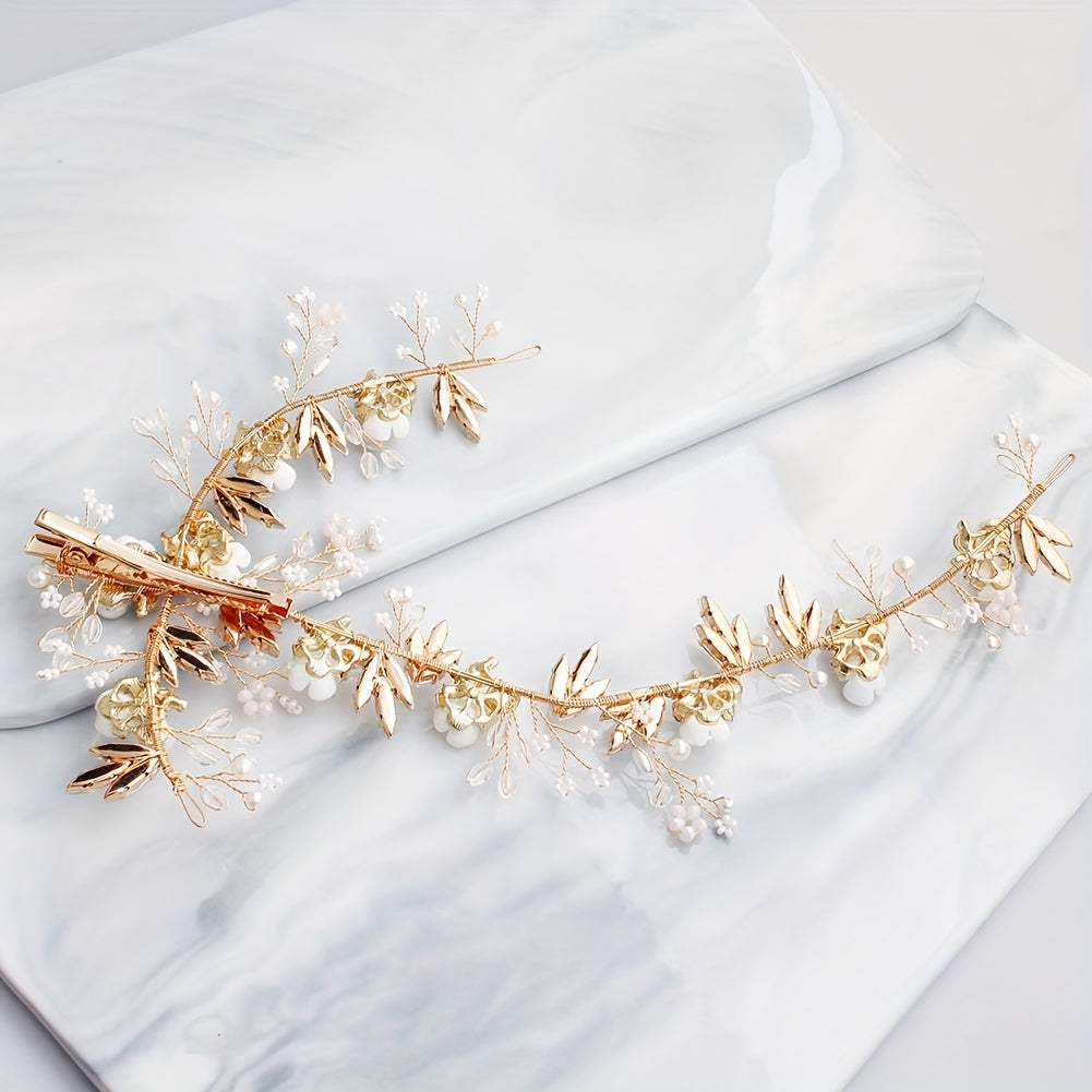 Faux Pearl Rhinestone Hairpin Side Clip