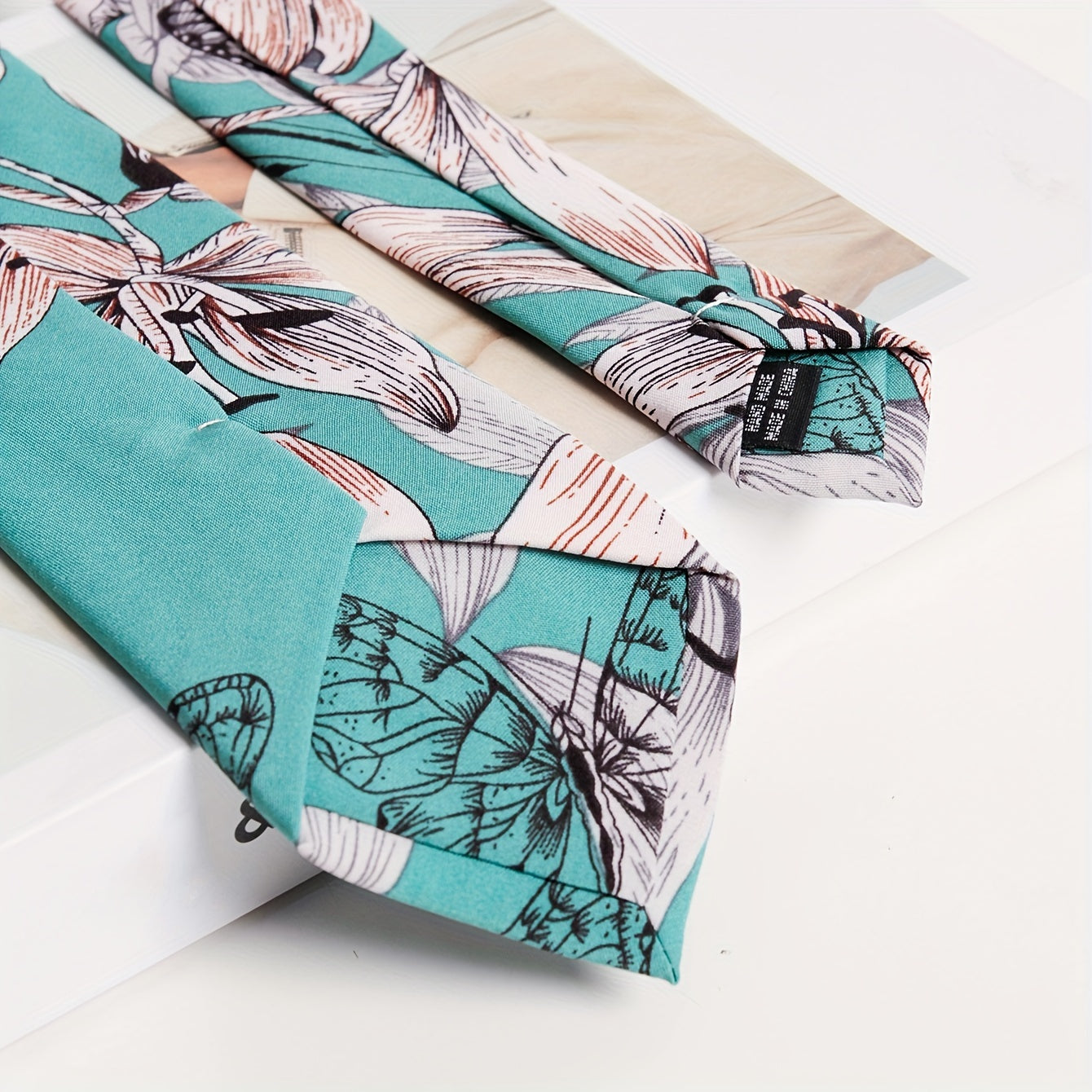 Green Floral Print Unisex Tie Casual Shirt Bow Tie