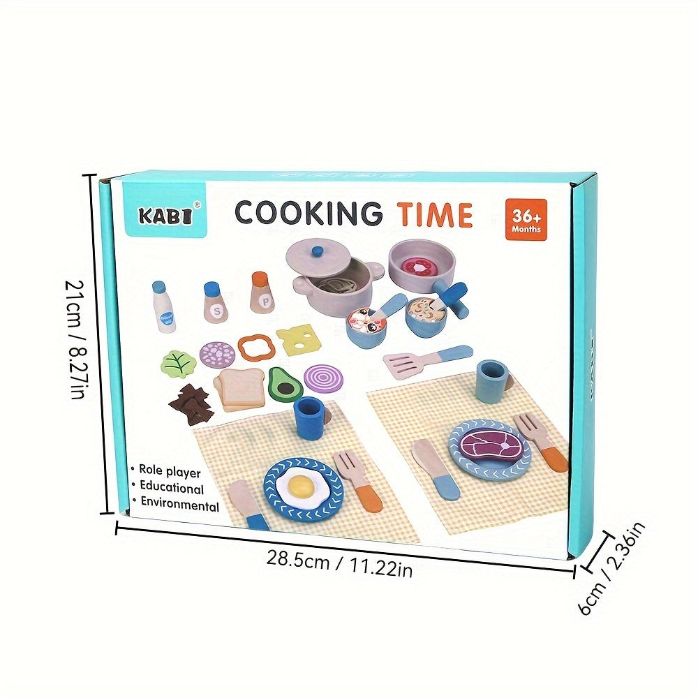 KABI Pretend Kitchen Set for Kids 3-6 Years with Food and Utensils