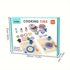 KABI Pretend Kitchen Set for Kids 3-6 Years with Food and Utensils