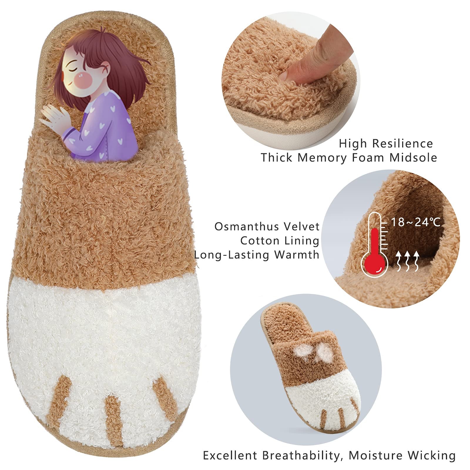 Colorblock Plush Slide Slippers for Indoor Bedroom
