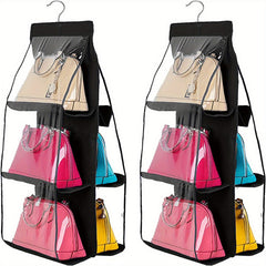 2pcs Hanging Purse Organizers 6 Pockets Clutch Tote Bag Storage