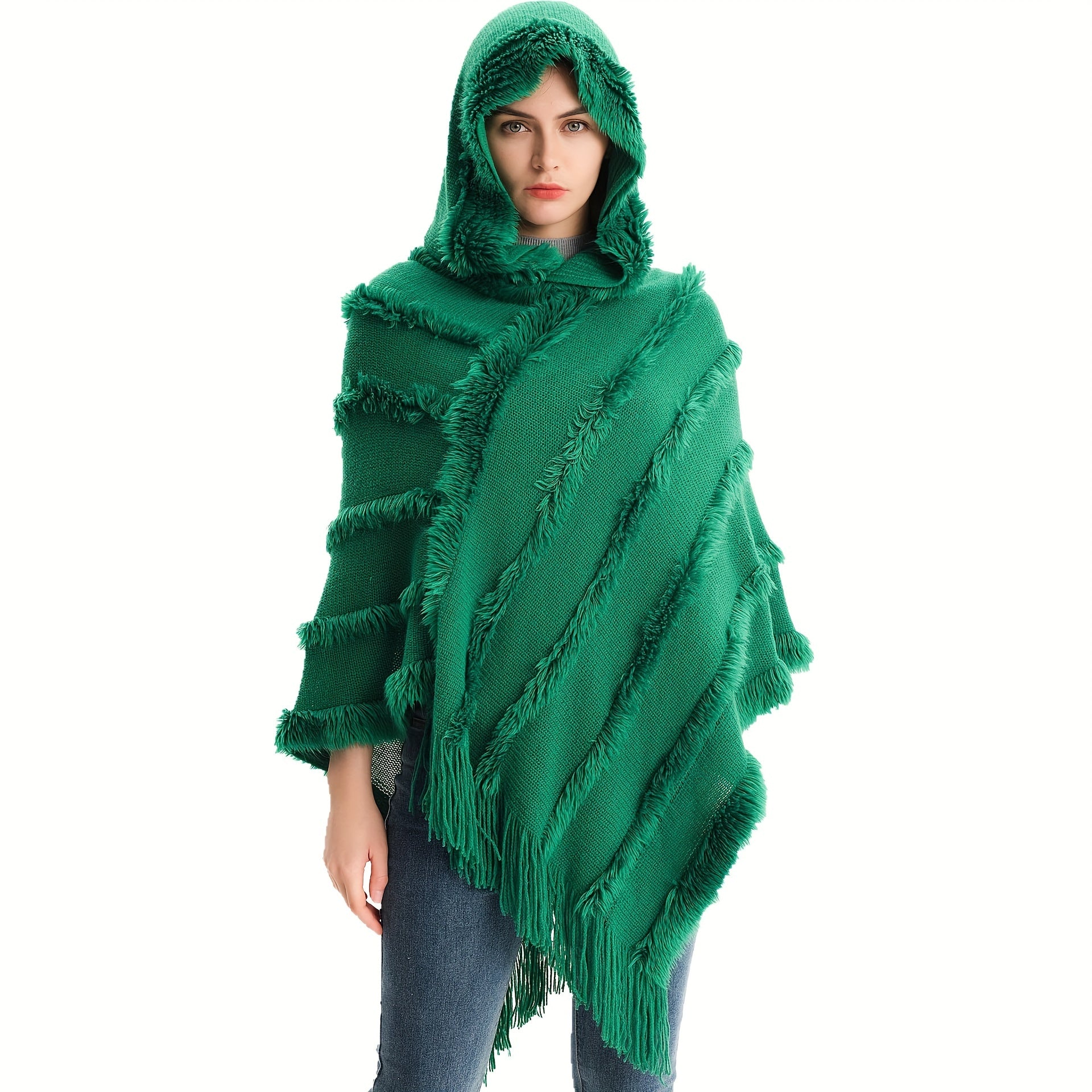 Solid Warm Poncho Hoodie Scarf Women Outdoor Windproof Scoodie