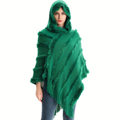 Solid Warm Poncho Hoodie Scarf Women Outdoor Windproof Scoodie