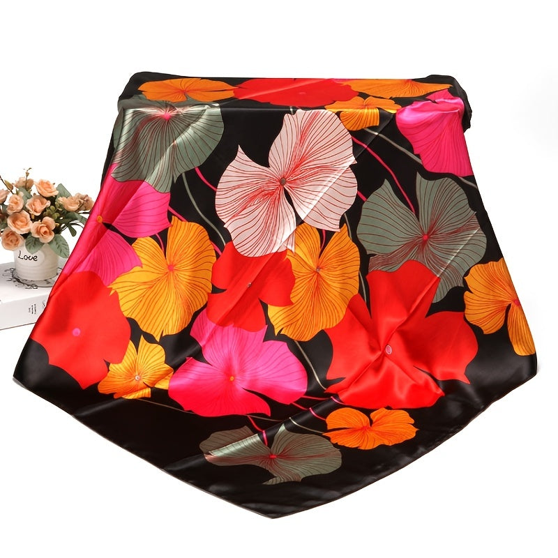 Print Silk Satin Scarf Female Shawls Head Scarf For Ladies