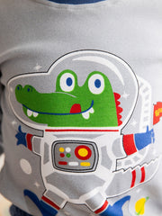Boys Crocodile Astronaut Cartoon Top & Pants Homewear Set