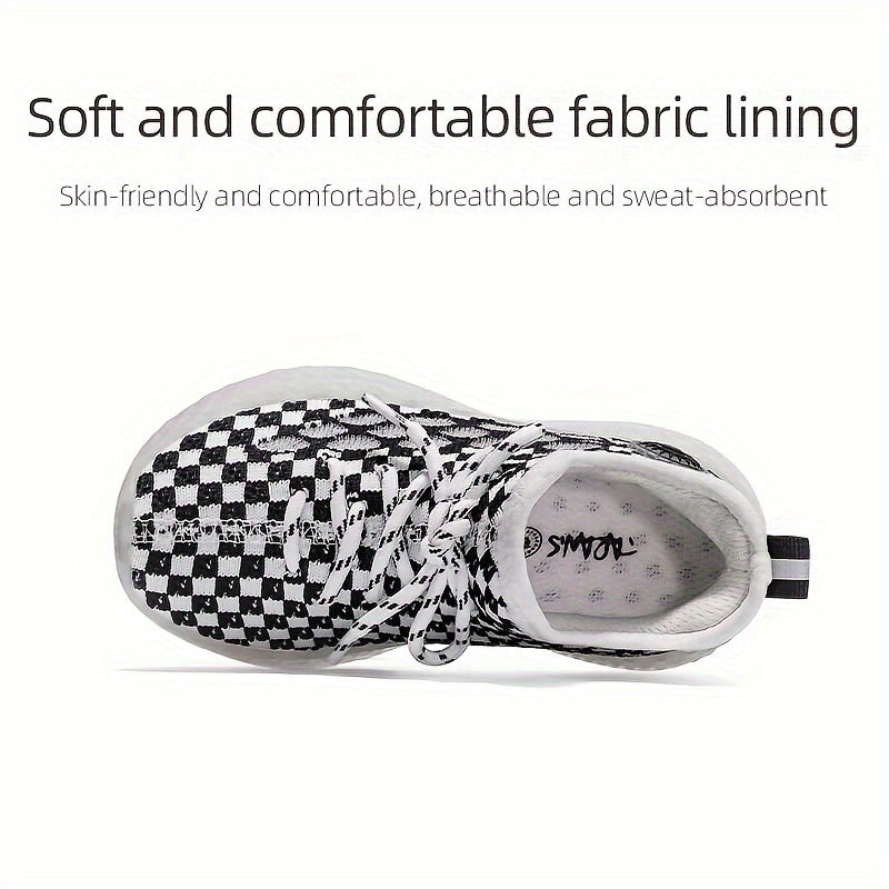 TARANIS Boys Casual Plaid Sneakers Breathable Lightweight Non-slip Shoes