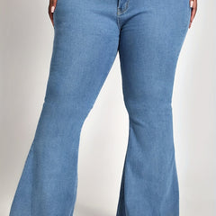 Mid-Stretch Flare Leg Jeans Button Fly