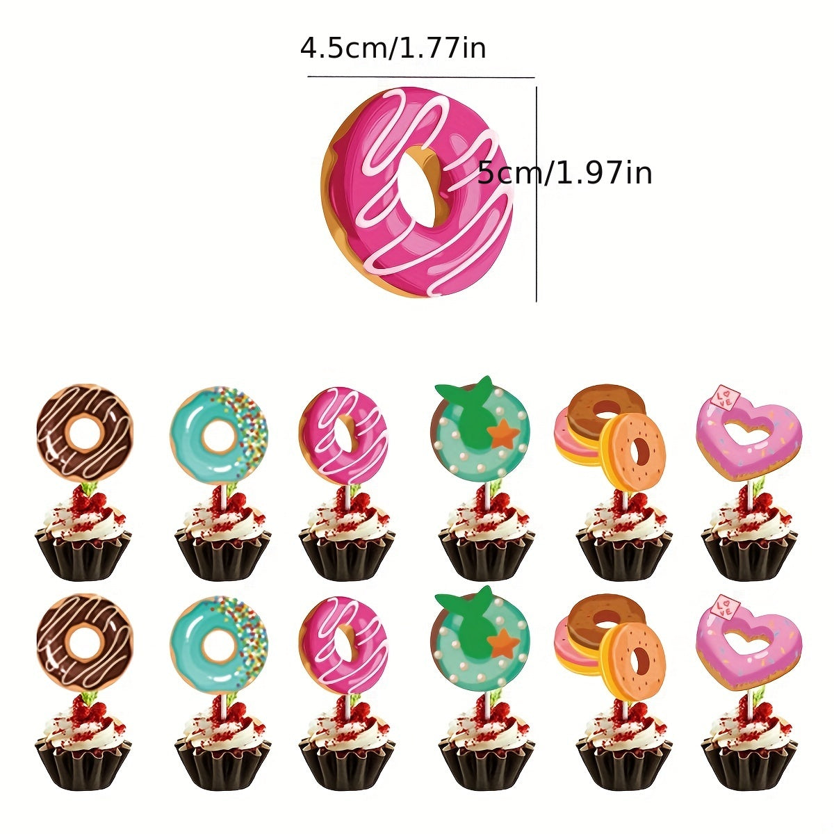 32pc Donut Birthday Party Set Pull Flag Cake Insert Balloon Supplies