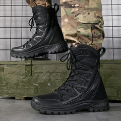 Men's Solid High Top Tactical Work Boots Non Slip Comfy Durable Boots