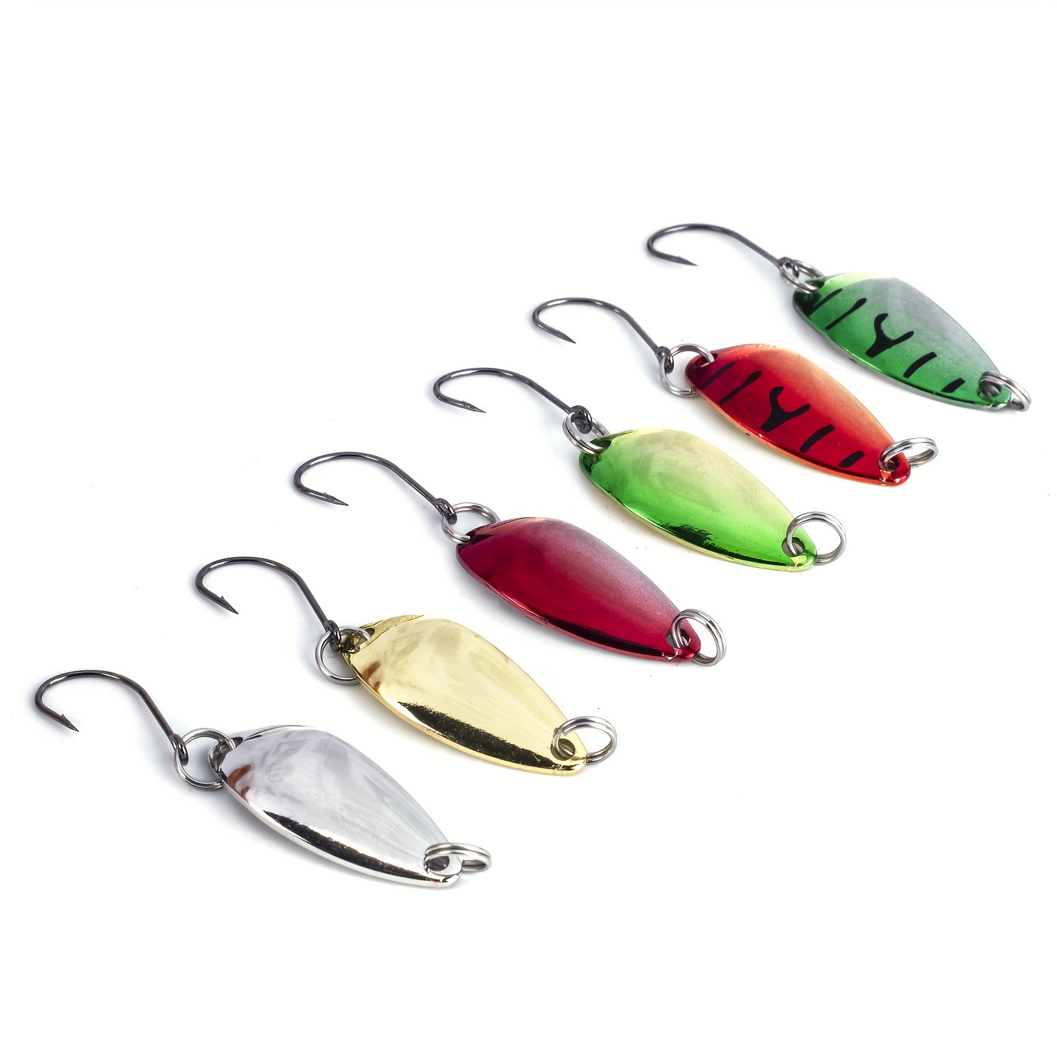 6pcs Single Hook Sequined Metal Fishing Spinner Bait for Grass Carp