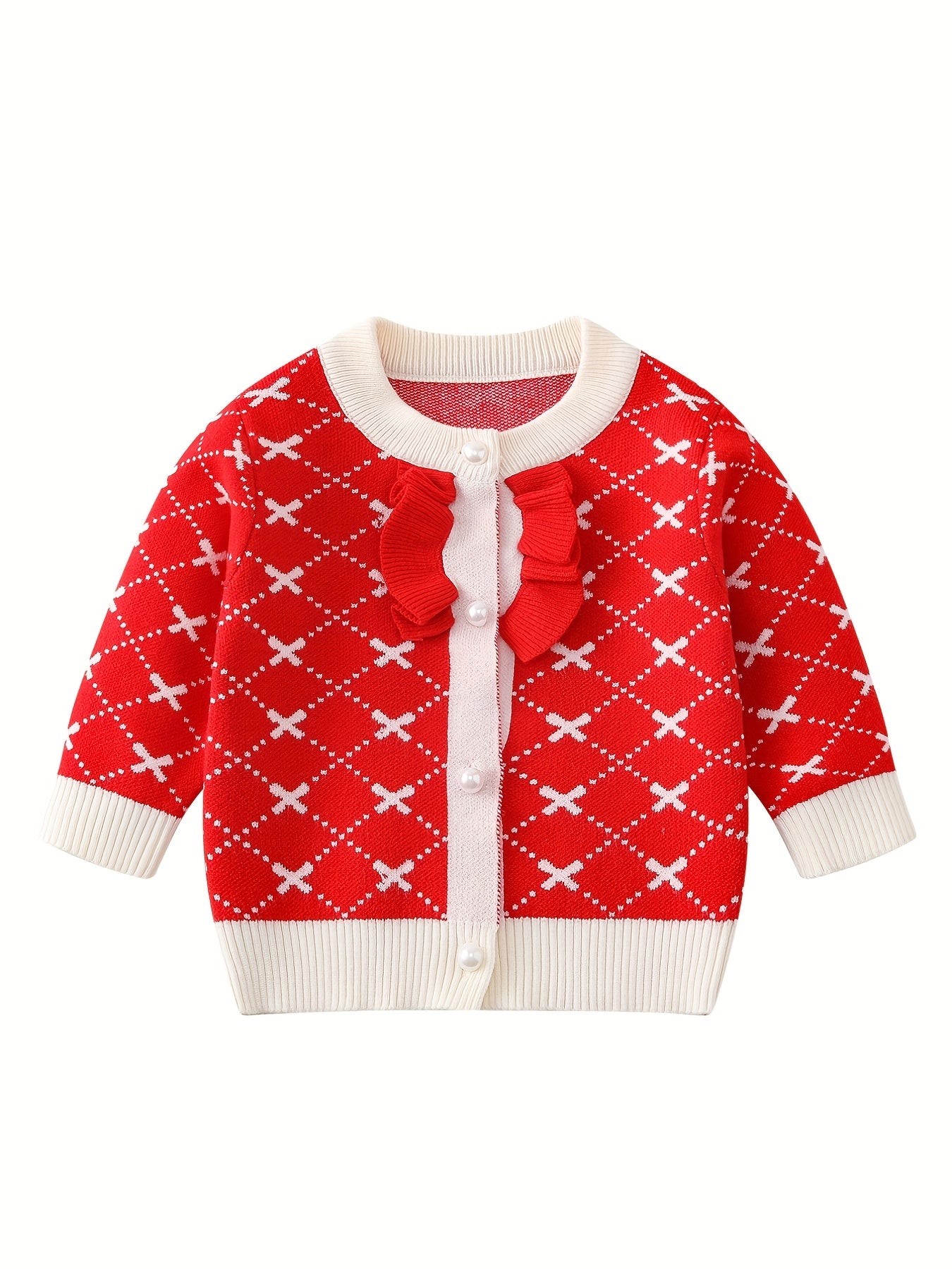 Baby Girls Ruffle Trim Knit Cardigan for Spring