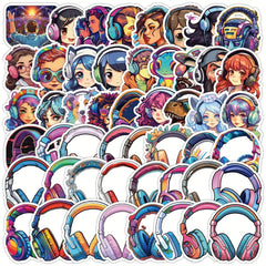 50pcs Headset Series Graffiti Stickers Waterproof DIY Creative Decorative