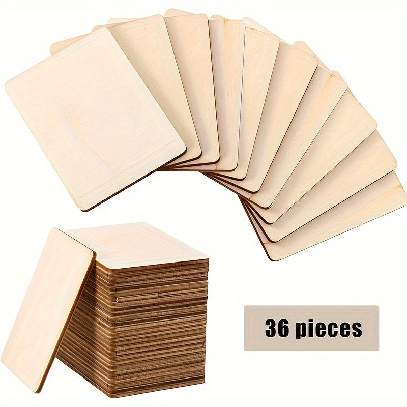 36pcs Blank Wood Squares for DIY Arts Craft Project Decoration 6.35 X 8.89 Cm