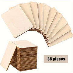 36pcs Blank Wood Squares for DIY Arts Craft Project Decoration 6.35 X 8.89 Cm