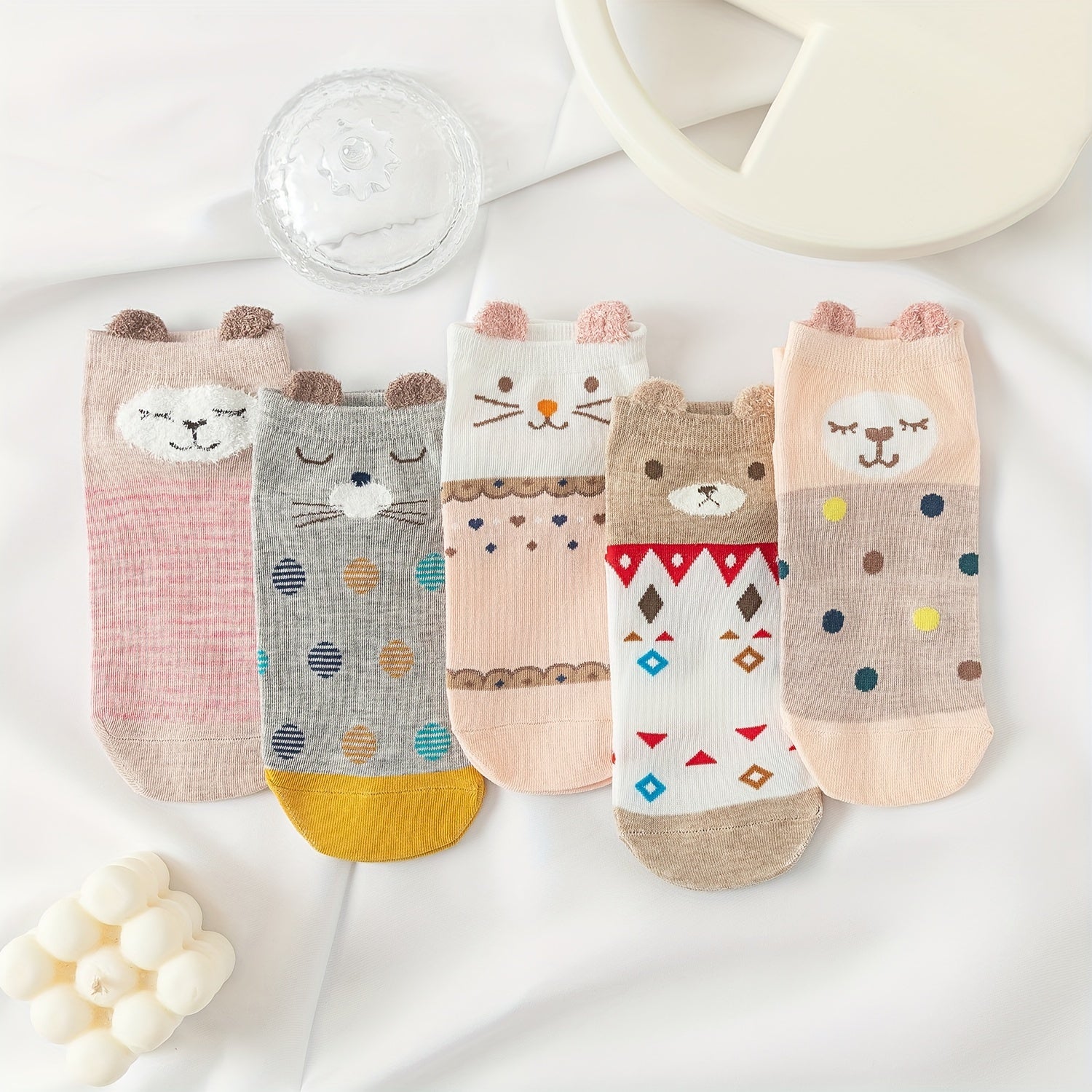 Cartoon Animal Print Socks & Low Cut Ankle Socks Women's Stockings