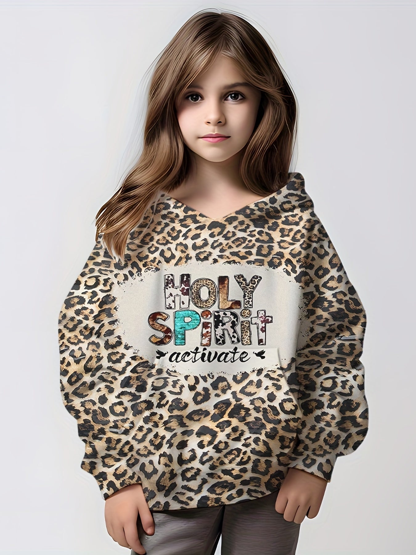 Girls' Animal Print Hooded Sweatshirt Pullovers Casual Hoodie Tops