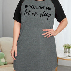 Nightdress Women's Plus Letter Graphic Raglan Short Sleeve