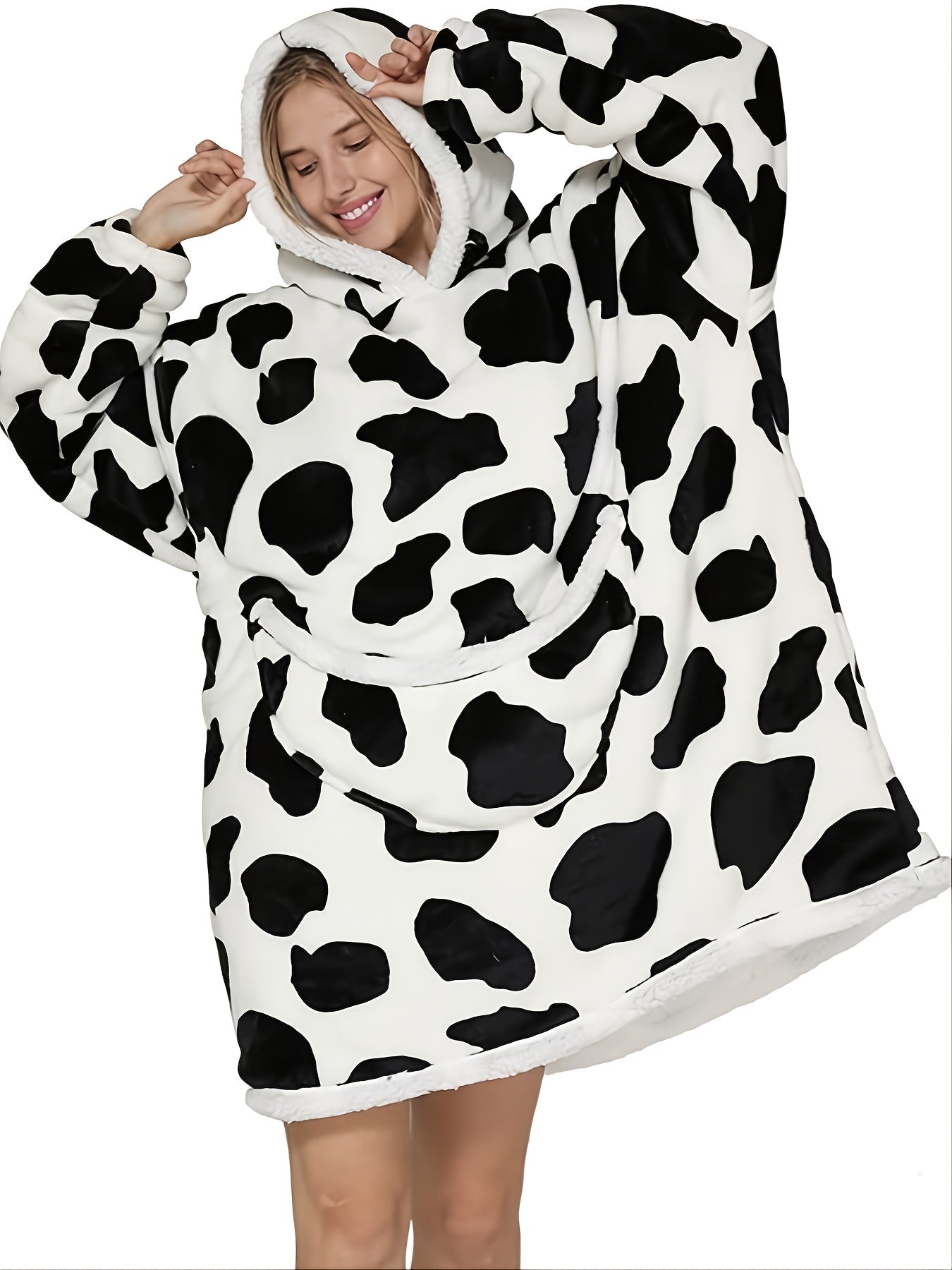 Fruit Pattern Hooded Flannel Robe Warm & Cozy Lounge Wear