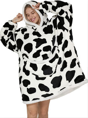 Fruit Pattern Hooded Flannel Robe Warm & Cozy Lounge Wear