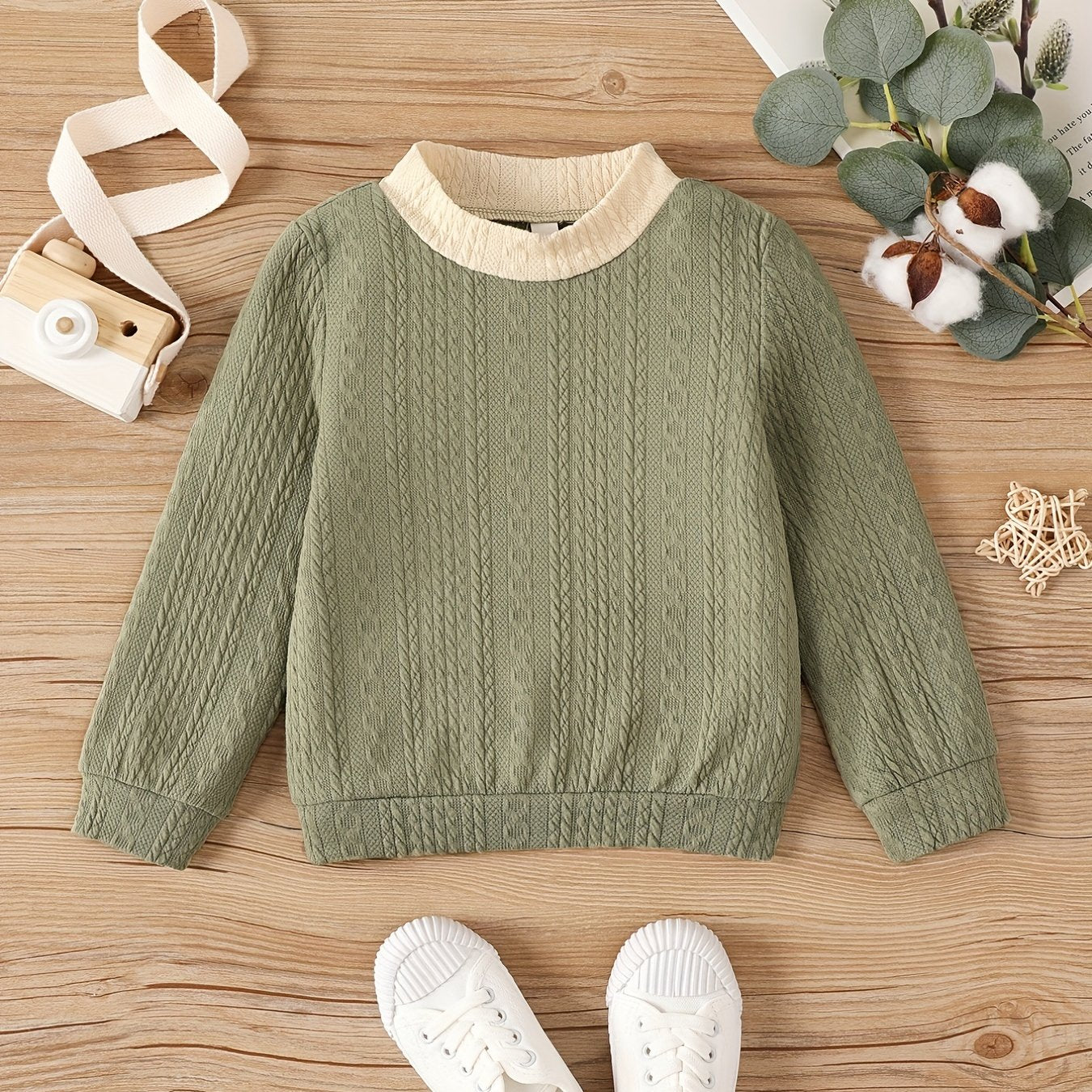 Girls' Jacquard Knit Mock Neck Sweater Tops