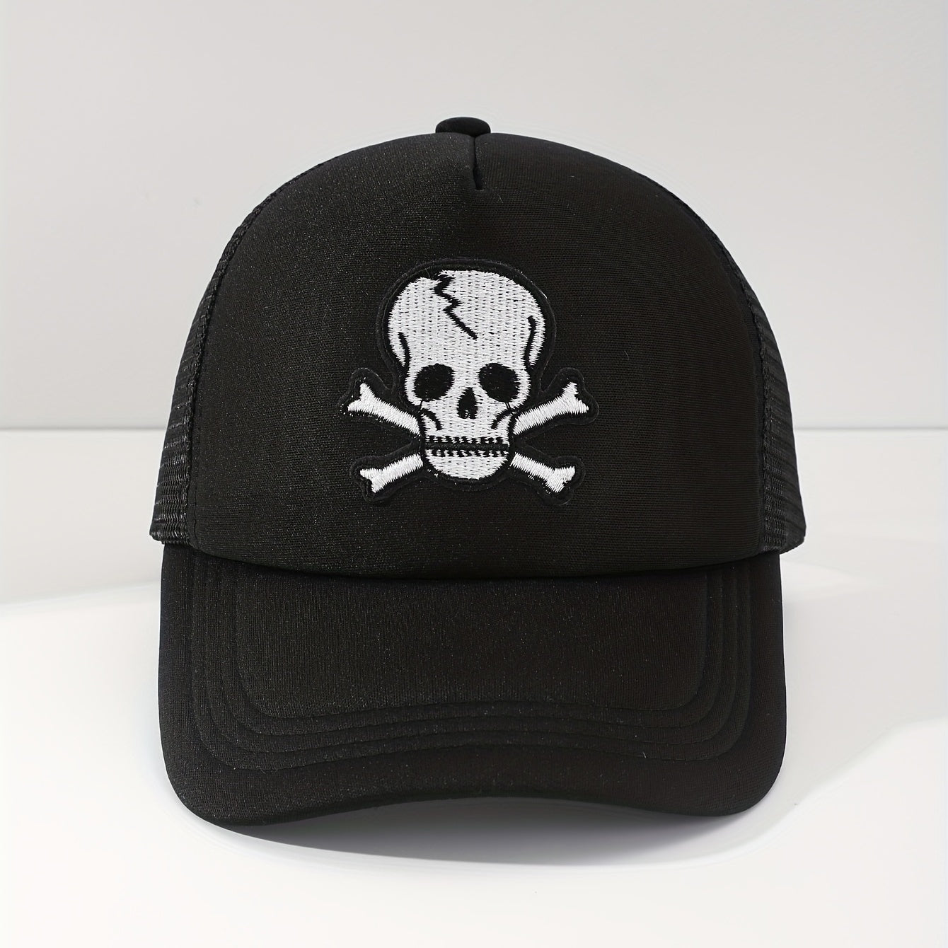 Men's Skull Print Mesh Baseball Cap