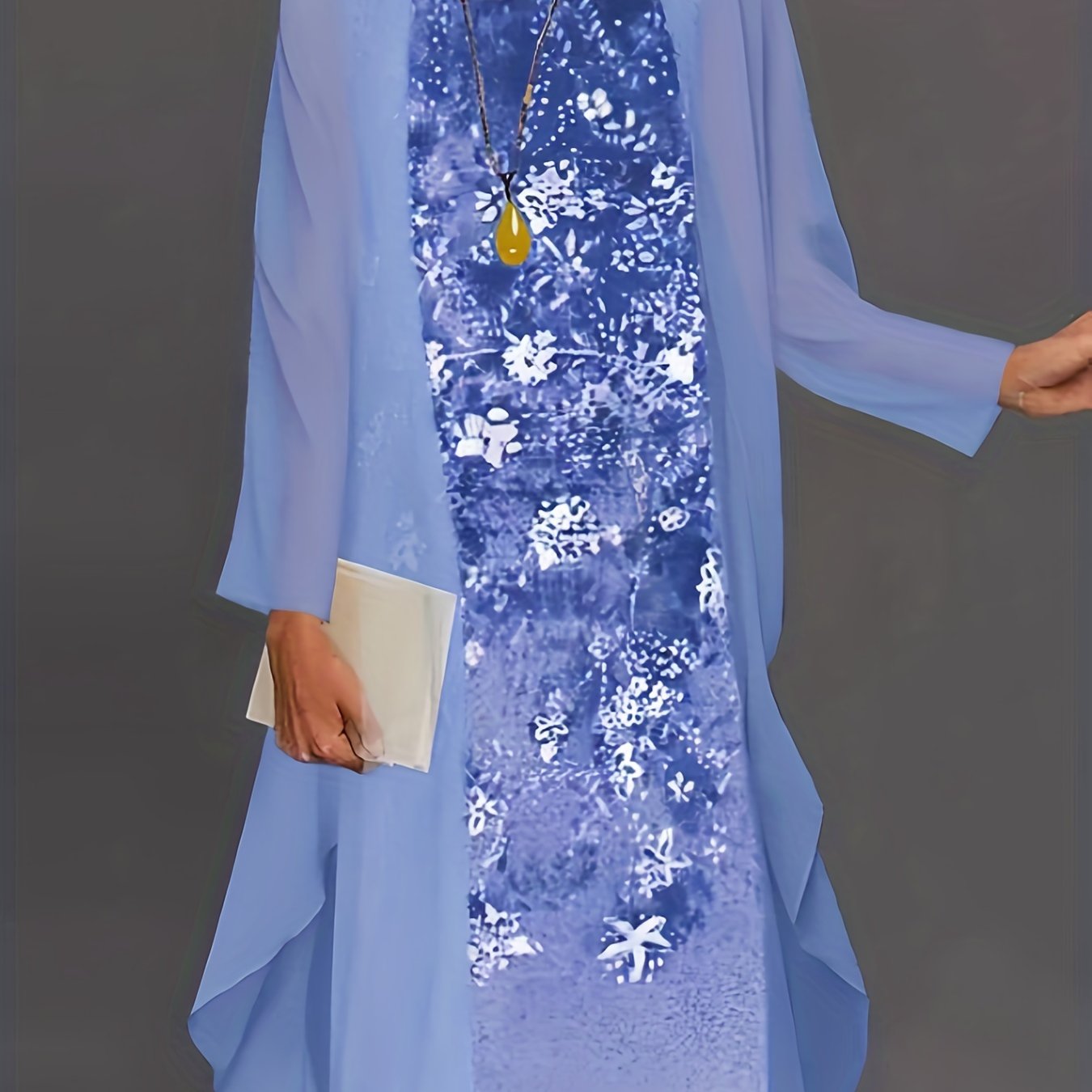 Tie Dye Floral Print Tank Dress Set with Long Sleeve Coat