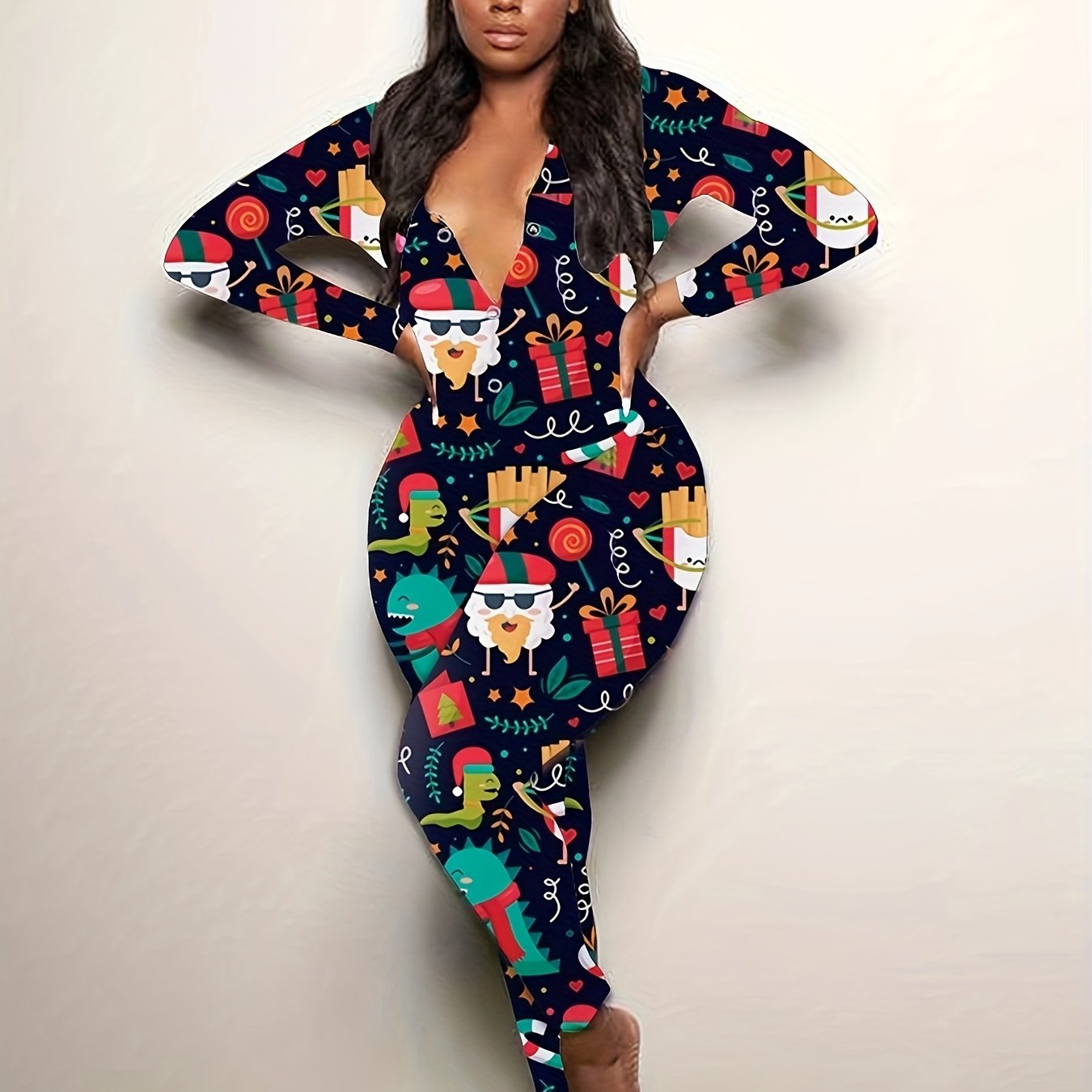 Christmas Print Lounge Jumpsuit Women's Loungewear