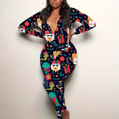 Christmas Print Lounge Jumpsuit Women's Loungewear