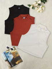 3-Pack Plus Size Mock Neck Ribbed Tank Top Set