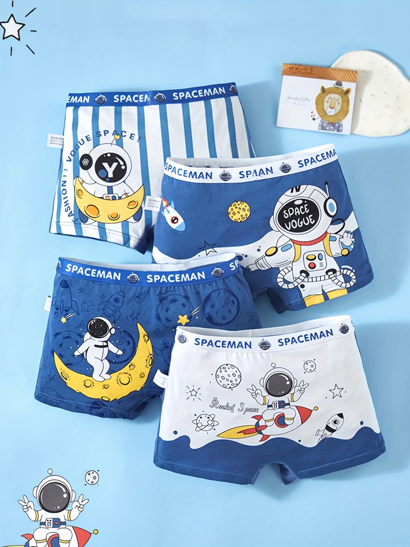 4pcs Boy's Astronaut Graphic Boxer Briefs Underwear Clothes