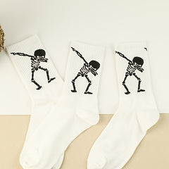 3 Pairs Skull Print Socks Halloween Women's Stockin