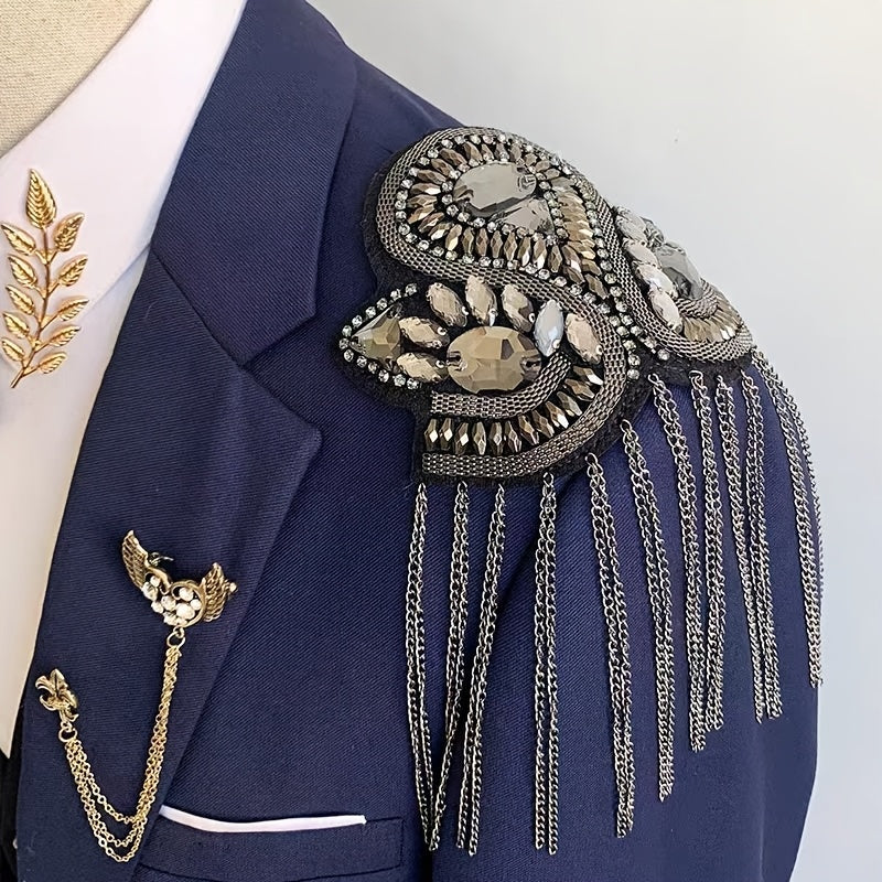 Exaggerated Crystal Epaulettes Dresses Clothing Accessories