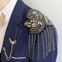 Exaggerated Crystal Epaulettes Dresses Clothing Accessories