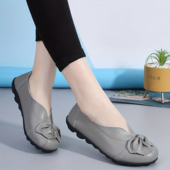 Women's Bowknot Loafers Leather Slip On Comfortable Shoes