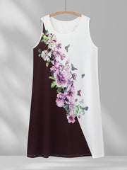 Colorblock Butterfly Print Casual Tank Dress