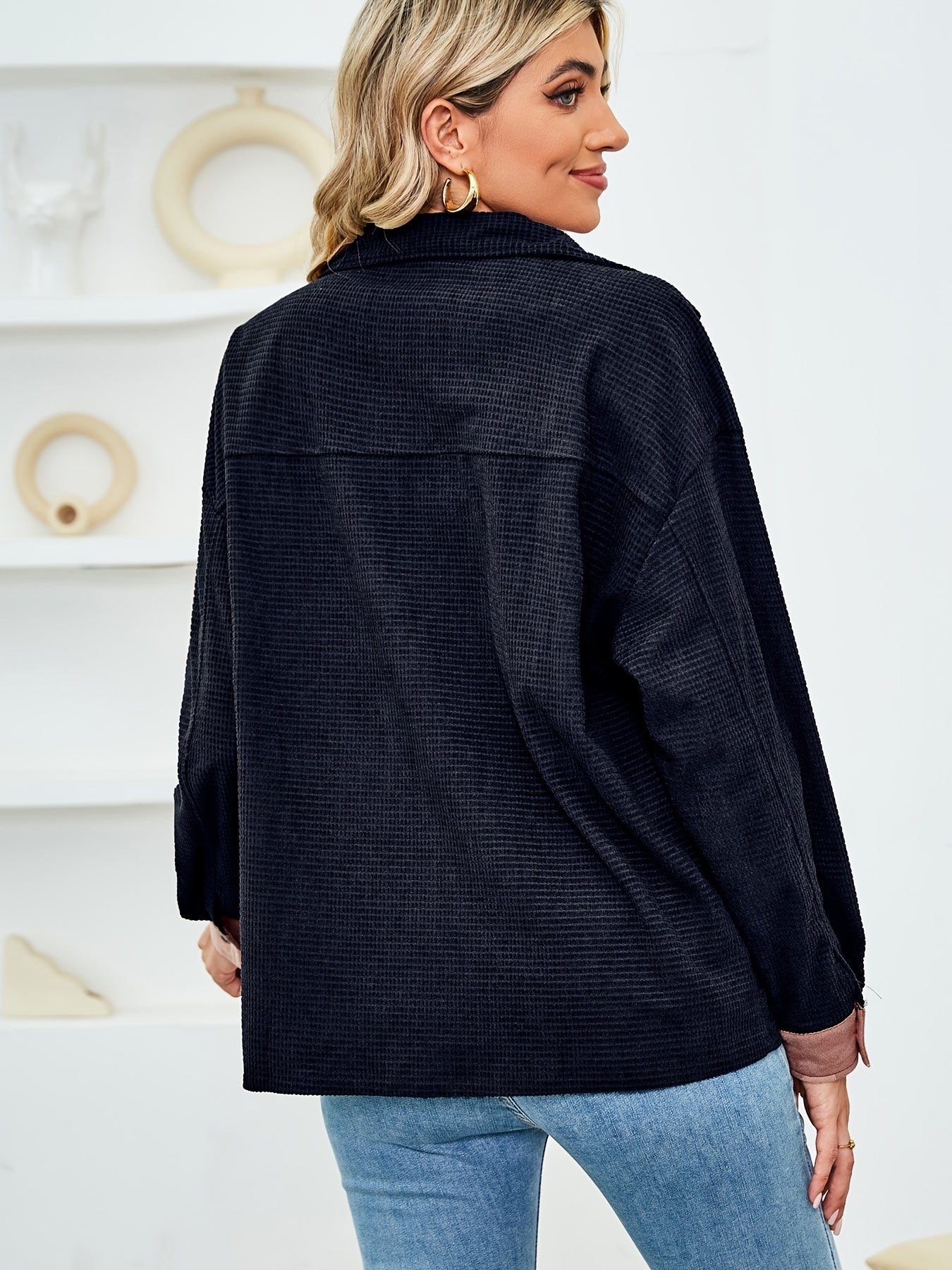 Plaid Button Jacket Women's Clothing