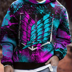 Men's Graphic All Over Print Hoodie with Kangaroo Pocket