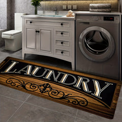 Brown Non Slip Laundry Room Rug Runner - Washable Floor Carpet