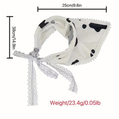 90s Cow Pattern Triangle Scarf Y2K Turban Bandana Women Head Wrap