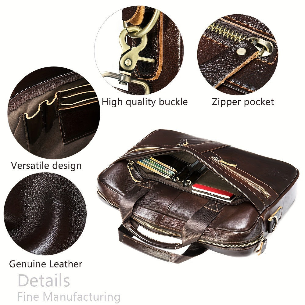 Genuine Leather Business Laptop Briefcase 37.85 cm Messenger Bag