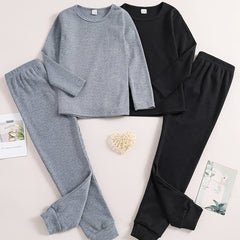 2 Sets Boy's Ribbed Top & Pants Set Casual Outfits Kids Clothes