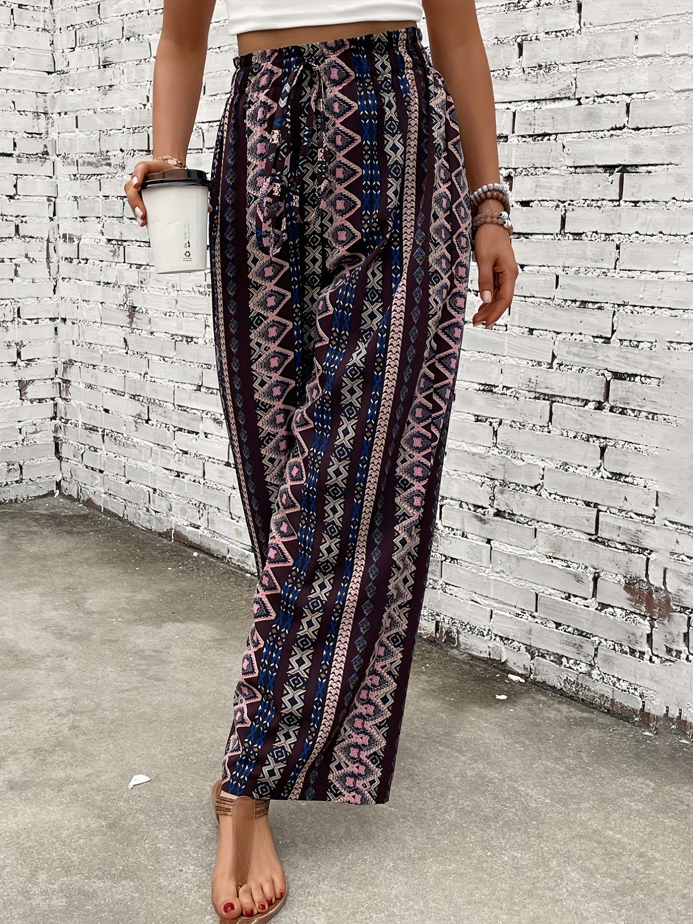 Wide Leg Pants Casual Paper Bag Waist Pants For Spring & Summer Women's Clothing