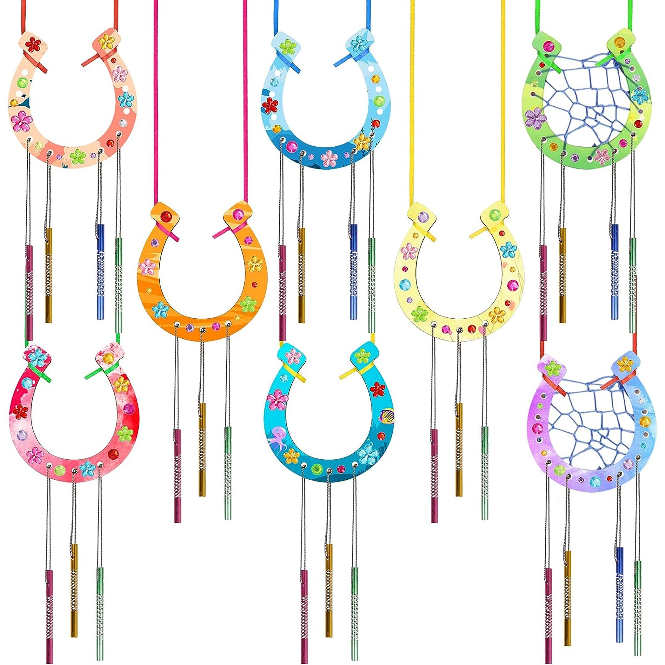 16pcs Kids DIY Wind Chime Kit w/ Stickers Horseshoe Art Crafts Boys Girls Gift