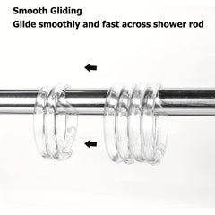 12 Transparent Plastic Shower Curtain Rings High Hooks For Bathroom Shower Rods