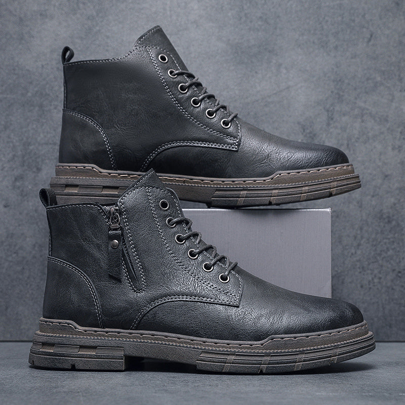 Men's Round Toe Zipper Boots